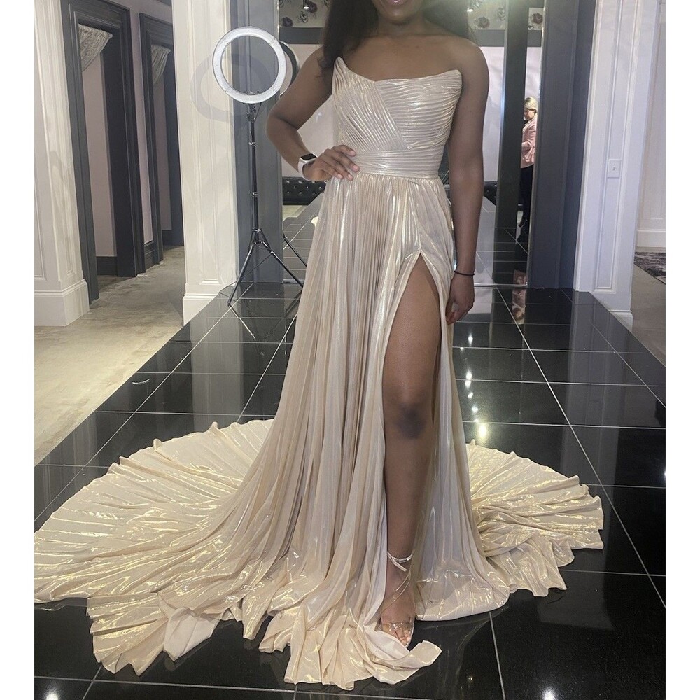 Jovani Couture Gold Gown Size 4 100% Silk